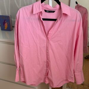 Zara Pink Button Oversized Blouse